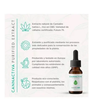 Aceite CBD Cannabidiol 2.5% 10ml Cannactiva - Imagen 2