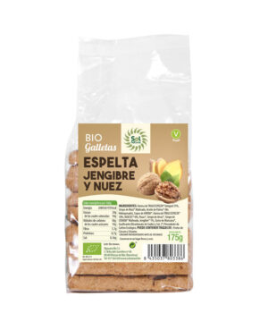 Galletas de espelta con jengibre y nueces bio 175g Sol Natural