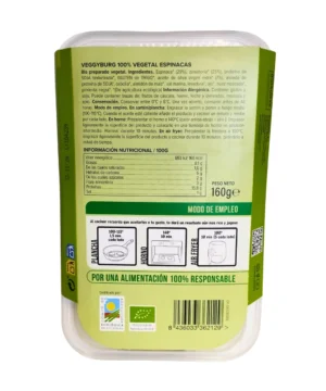 Hamburguesa (jardin bio) Espinacas 100% vegetal Bio 160g AHIMSA