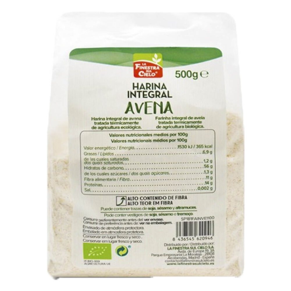 Harina integral de avena bio 500 g La Finestra