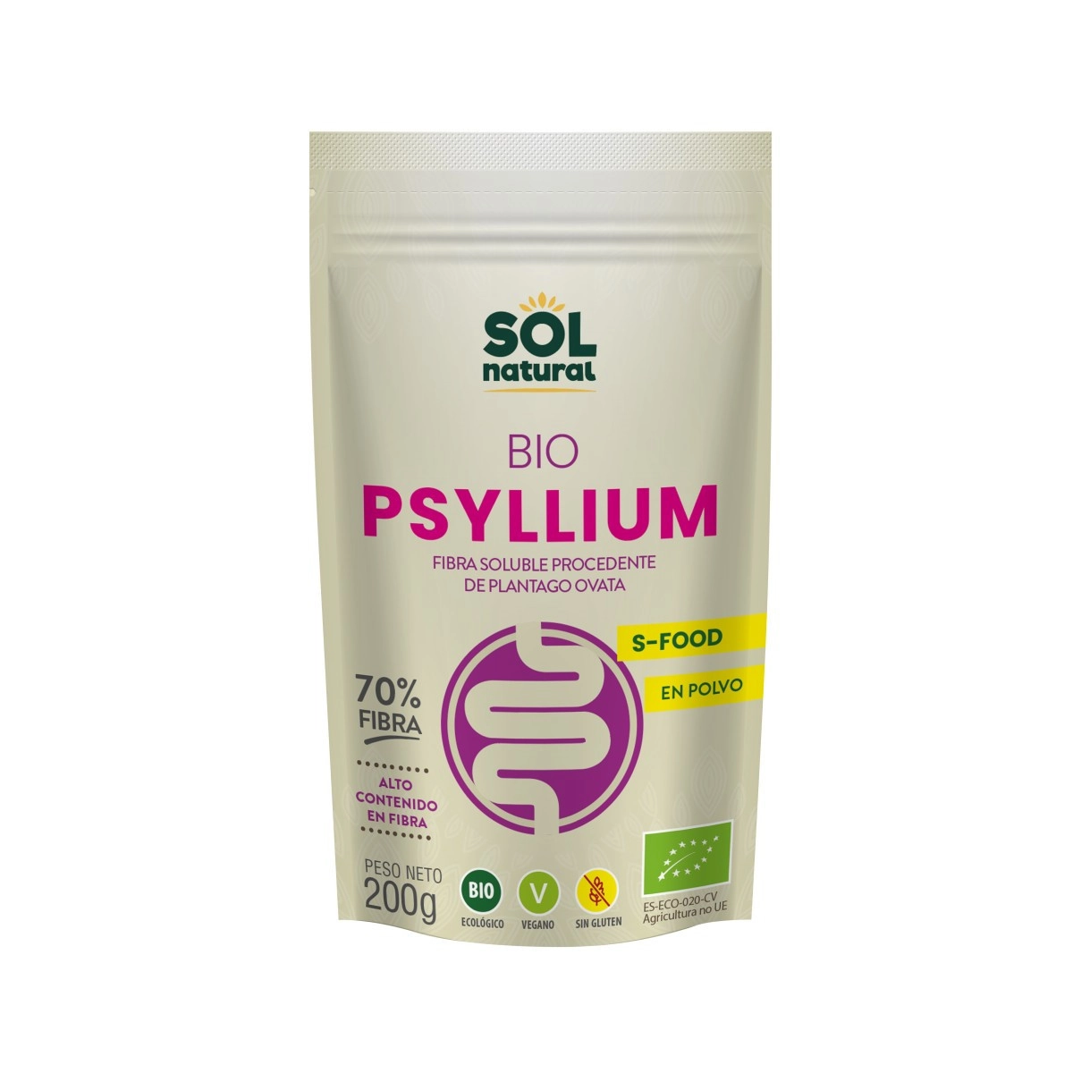 Psyllium en polvo s/gluten Bio 200g Sol Natural