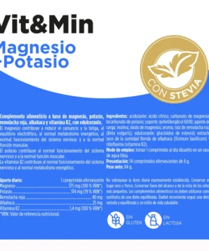 Vit&Min magnesio + potasio 1000 mg 14 comprimidos efervescentes Eladiet