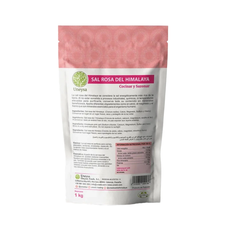 Sal rosa del Himalaya gruesa 1kg Uneysa - Imagen 2