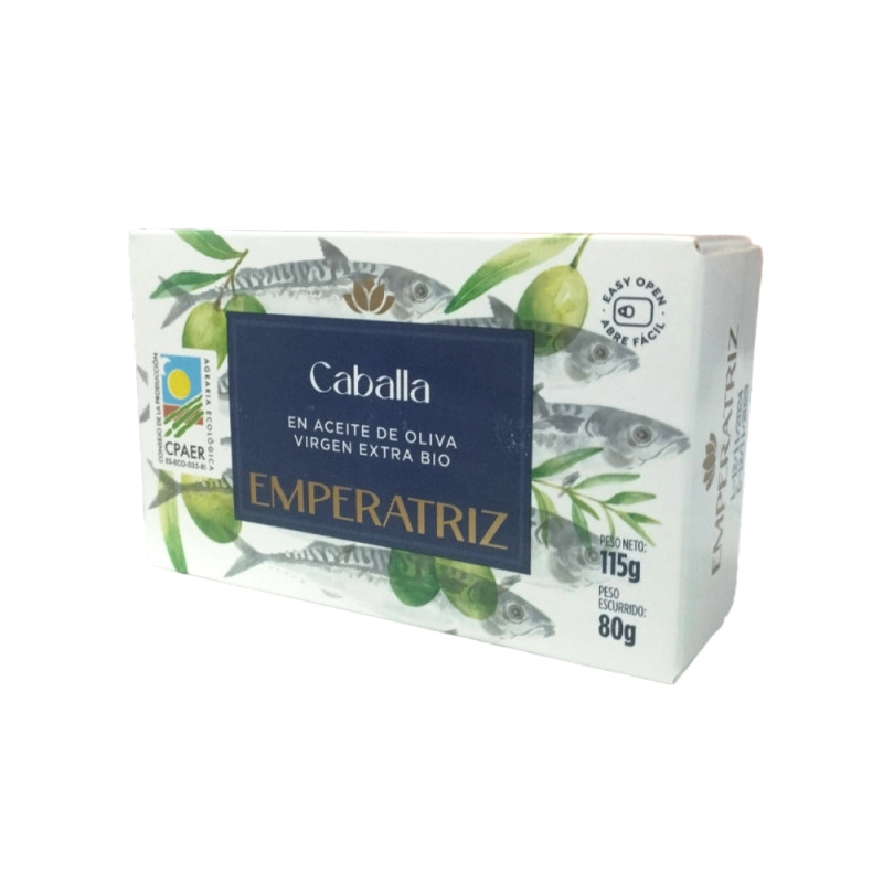 Caballa en aceite de oliva VE Bio lata 125ml Emperatriz