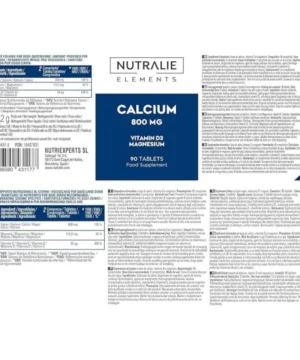 Calcio con magnesio y vitamina D 800mg 90 comprimidos Nutralie